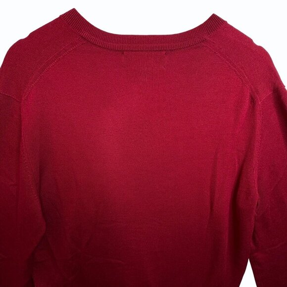 Banana Republic Mens Italian Merino Wool Sweater‎ Size L V Neck Baruffa Yarn Red - Picture 4 of 7